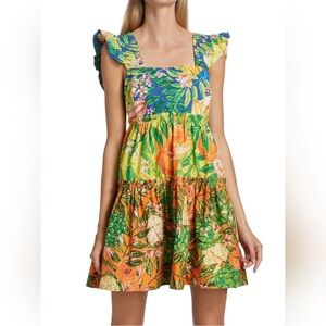 FARM RIO Caipirinha Tiered Cotton Minidress